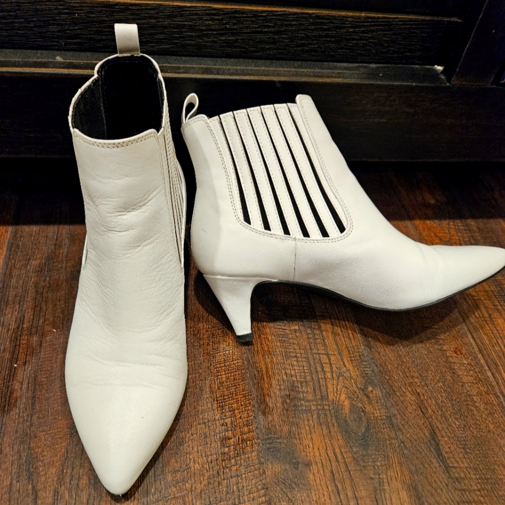 Blecker and Bond White Ankle Boots